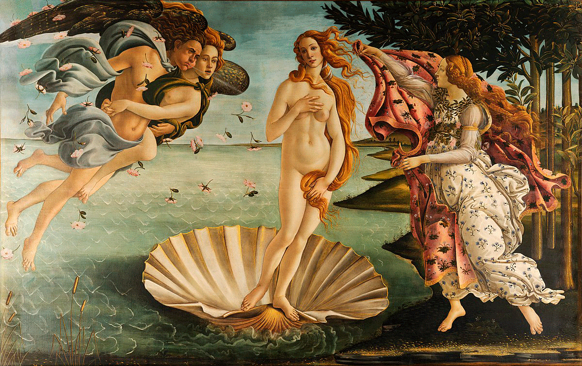 Kendt maleri af Boticelli, Venus' fødsel, natur